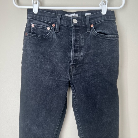 Re/Done Originals Faded Black High Rise Ankle Crop Jeans Size 27 - Picture 2 of 9